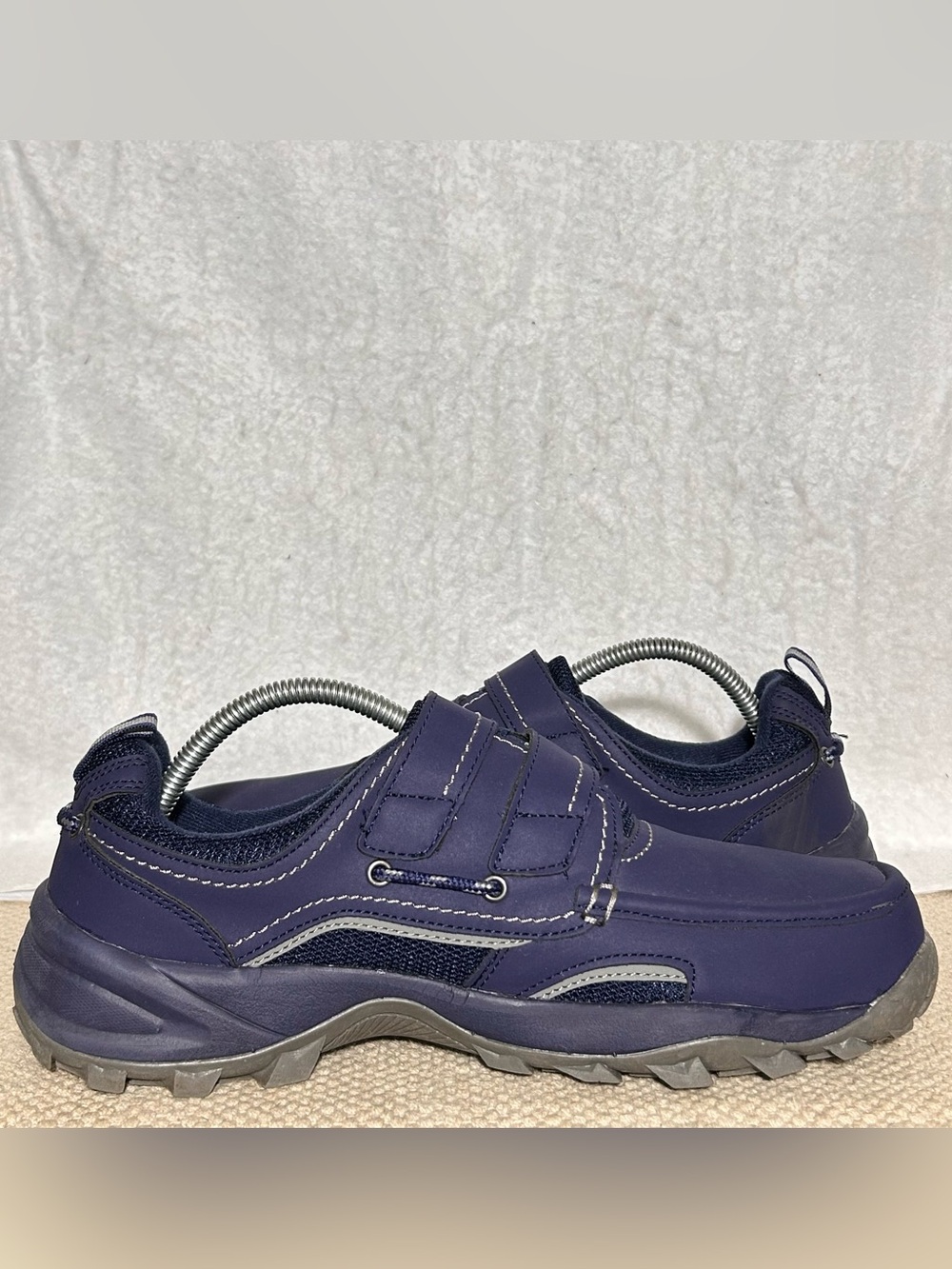 Omega Mens Blue Faux Leather Hook & Loop Strap Walking Sneakers Shoes SZ 10.5 D - Picture 6 of 11